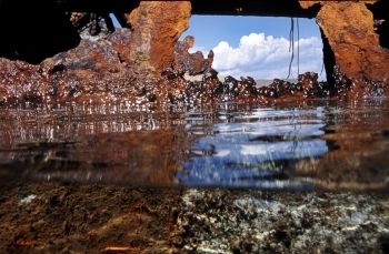 Greece, Amorgos, board of shipwreck called "Olimpia" from... by Martin Koœcio³Ek 